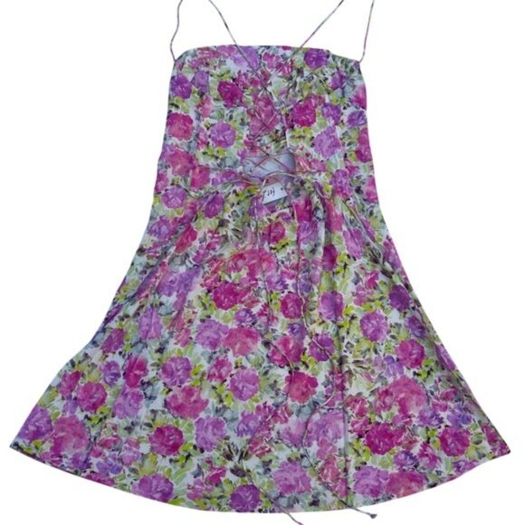 For Love & Lemons Paulina Floral Spaghetti Strap Backless Mini Dress Sizes XS M - Picture 10 of 14